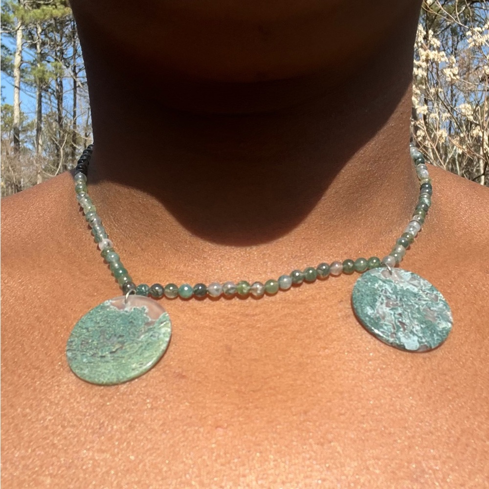Real Retro Necklace. Acrylic beads made to resemble stone or marble.